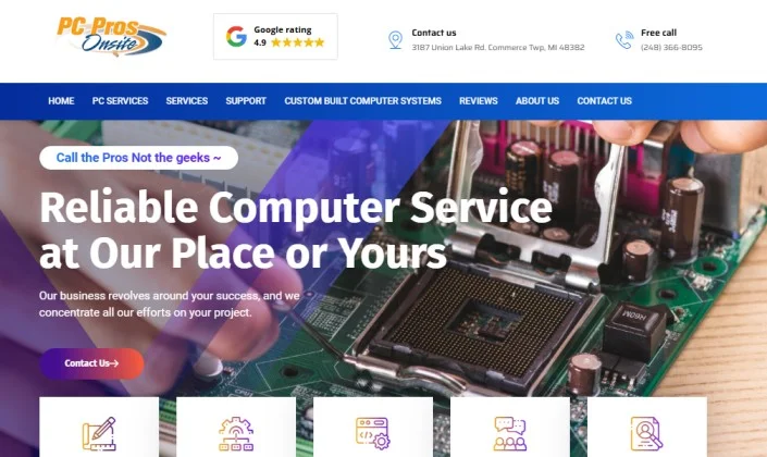 A Client Home Page Screenshot